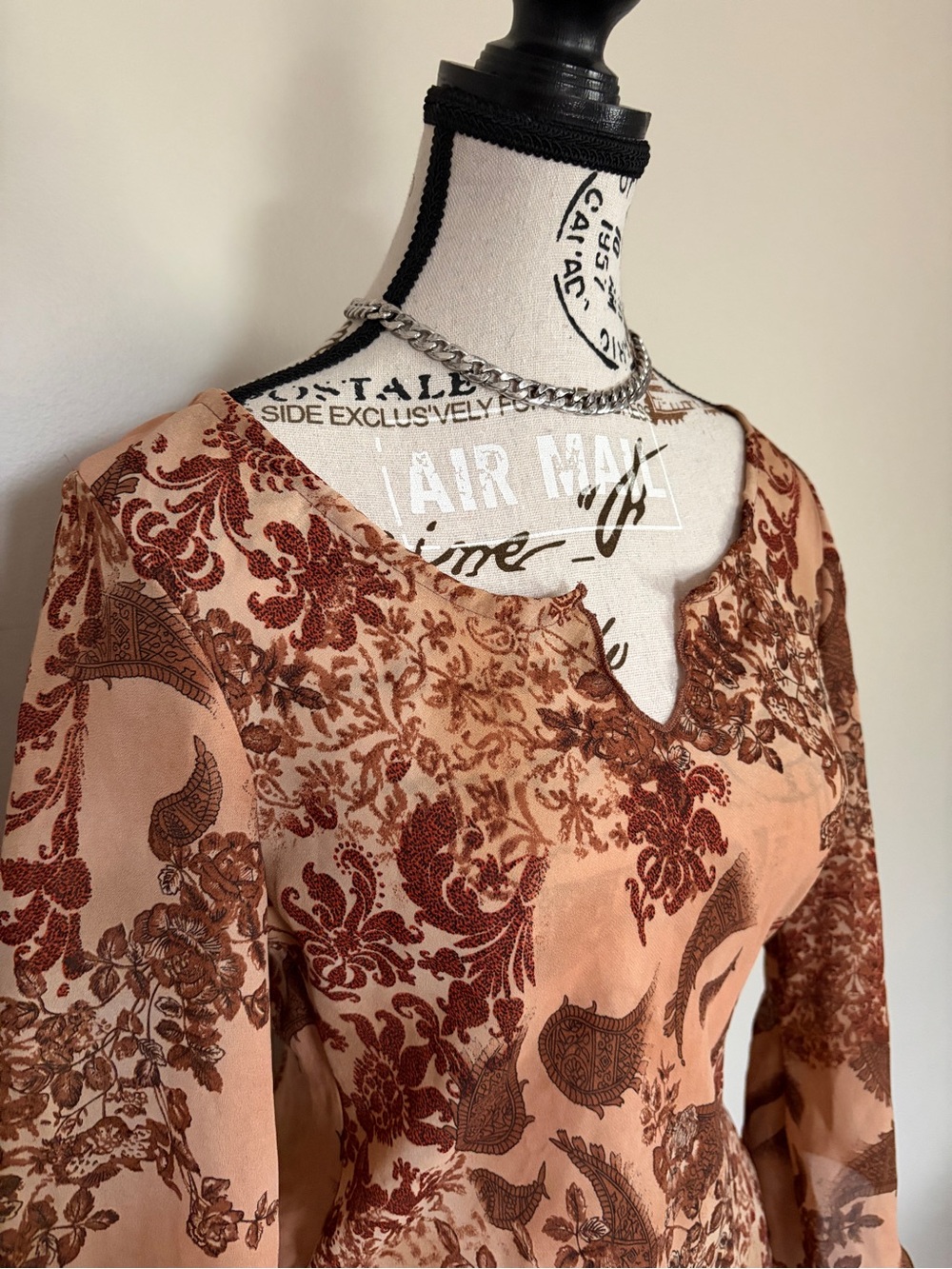 Vintage Dynamite Y2K Whimsy Fairy Paisley Long Boho Top with Bell Sleeves - Picture 4 of 13